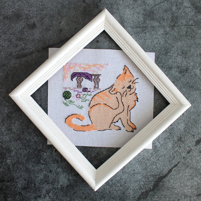 Cross stitch pattern Cat, funny cross stitch pattern PDF - Logo 設計/圖案設計 - 其他材質 