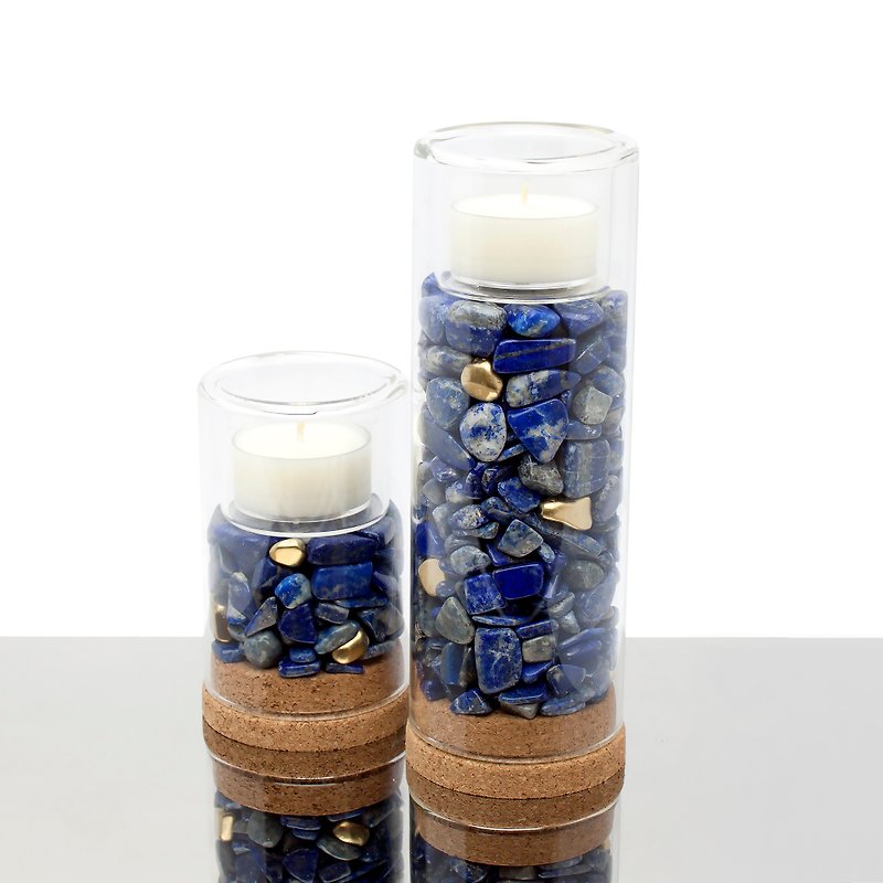 Lapis Lazuli Candle Holder 天然青金石燭台-套組 - 香氛蠟燭/燭台 - 寶石 藍色