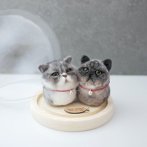 霏娃手作 客製寵物羊毛氈 情侶貓 丸子系列 客製化 情人節 聖誕禮物