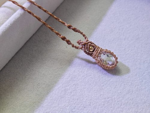 zen crystal jewelry 礦石飾物設計 閃切割白水晶手工頸繩|巴西進口蠟線|小精緻14k包金