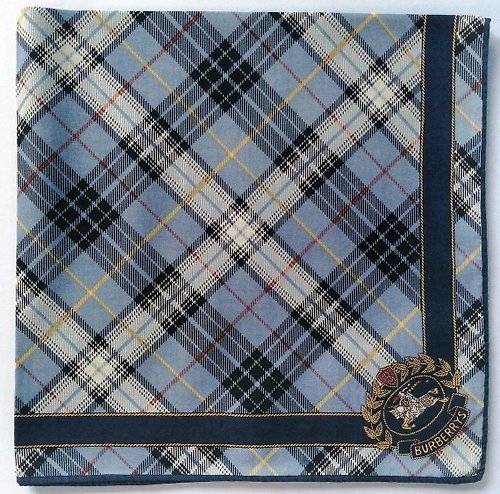 orangesodapanda Burberry Vintage Handkerchief Pocket Square Blue Check 18 x 18 inches