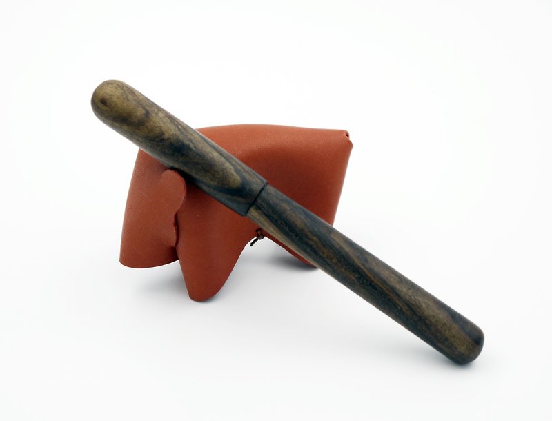 Ebony Wooden Pole Wooden Pen Handicraft Pen Case Leather Case (can be customized pen) - Rollerball Pens - Wood 