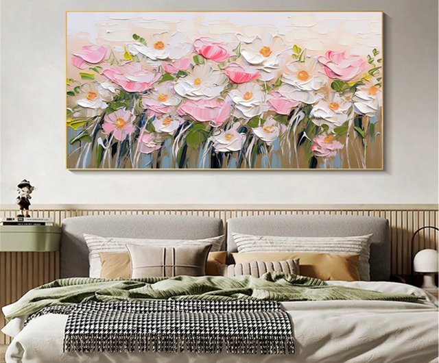 絵画　油絵　原画　抽象画　北欧　花　ピンク　アート　インテリア　F4 絵画 油絵 原画 抽象画 北欧 花 ピンク アート インテリア F4