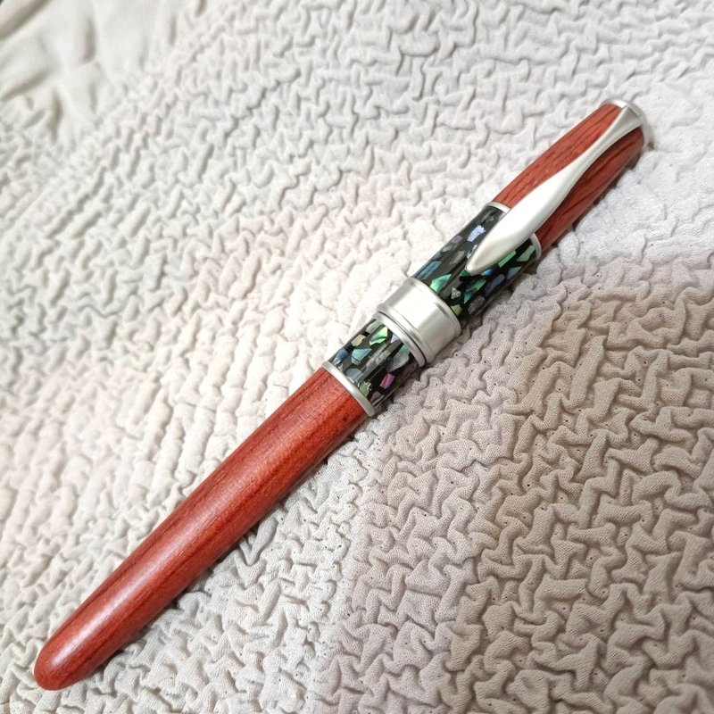 木筆 貝殼 鋼筆 德國筆尖 七彩貝殼 手作 卡式墨水 虎之鶴 - 鋼筆 - 木頭 