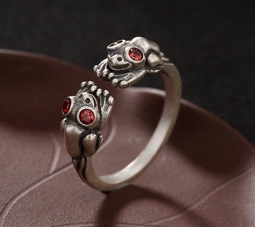 garyjewelry Real 925 Sterling Silver Fine Jewelry Lovely Frogs Finger Ring Handmade Engrave