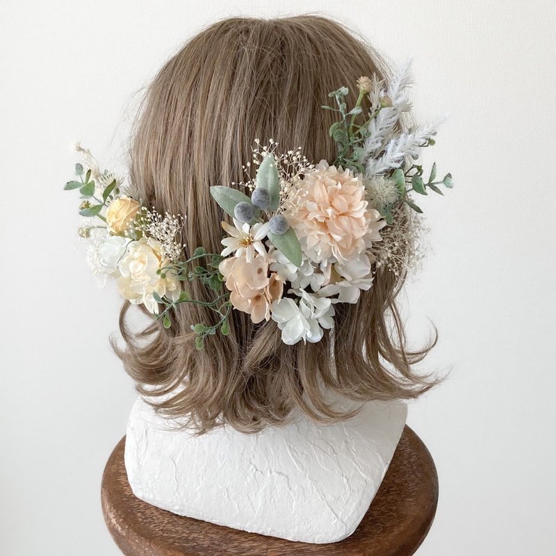 Flower lover hair ornament that never withers - เครื่องประดับผม - วัสดุอื่นๆ สีเขียว