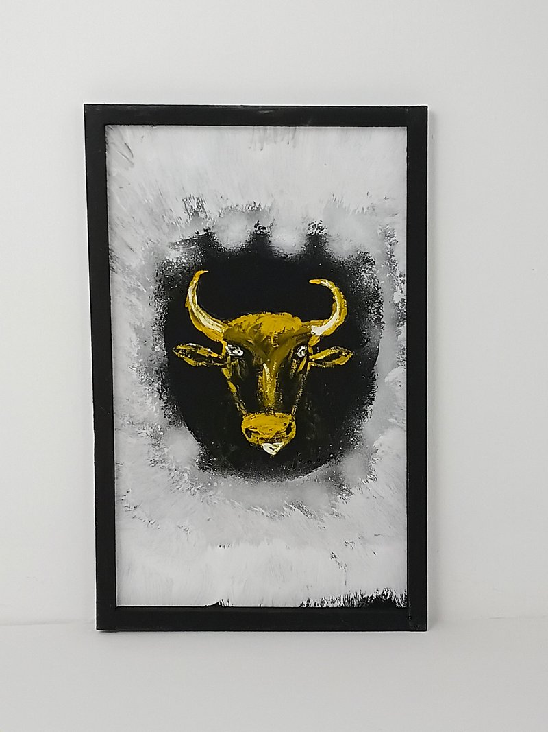Painting Golden Bull - 壁貼/牆壁裝飾 - 木頭 黃色
