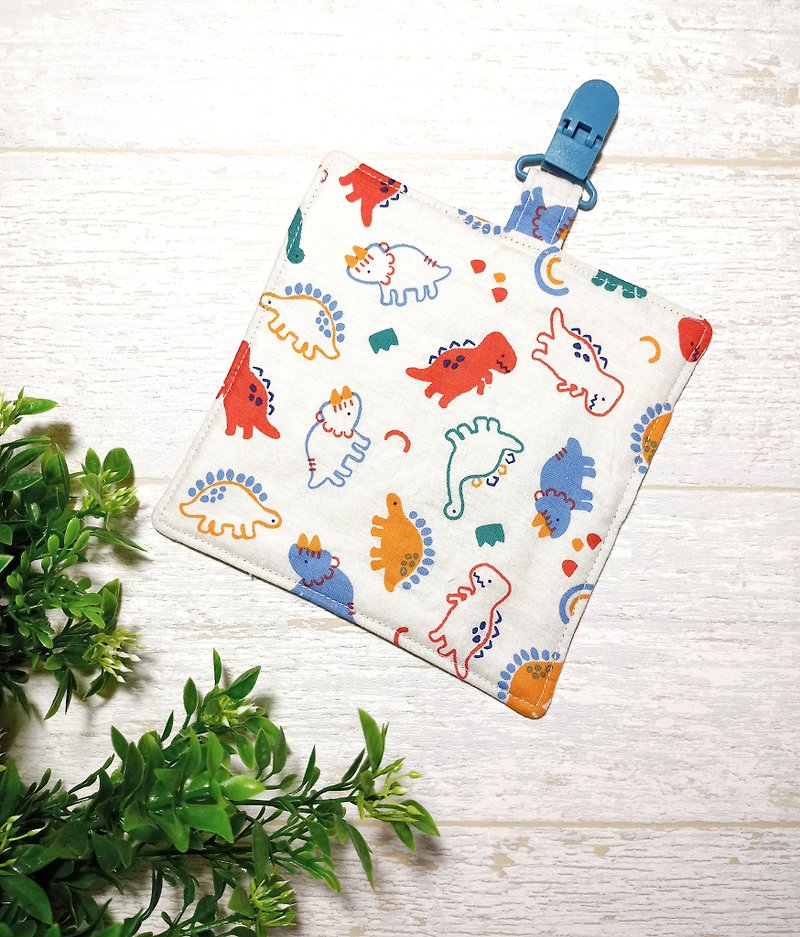 Pure cotton sandwiched with four layers of yarn/children's handkerchief/handkerchief holder/hand towel/small square towel-colorful little dinosaur - Handkerchiefs & Pocket Squares - Cotton & Hemp Multicolor