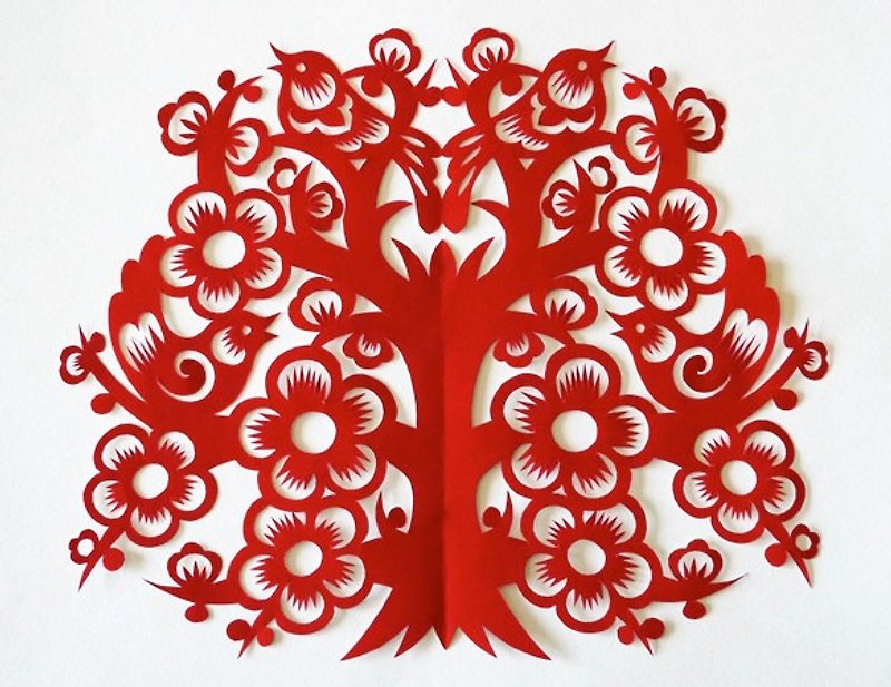 Auspicious Kirigami Kigami Eyebrows Joy appears at the end of the eyebrows - Posters - Paper Red