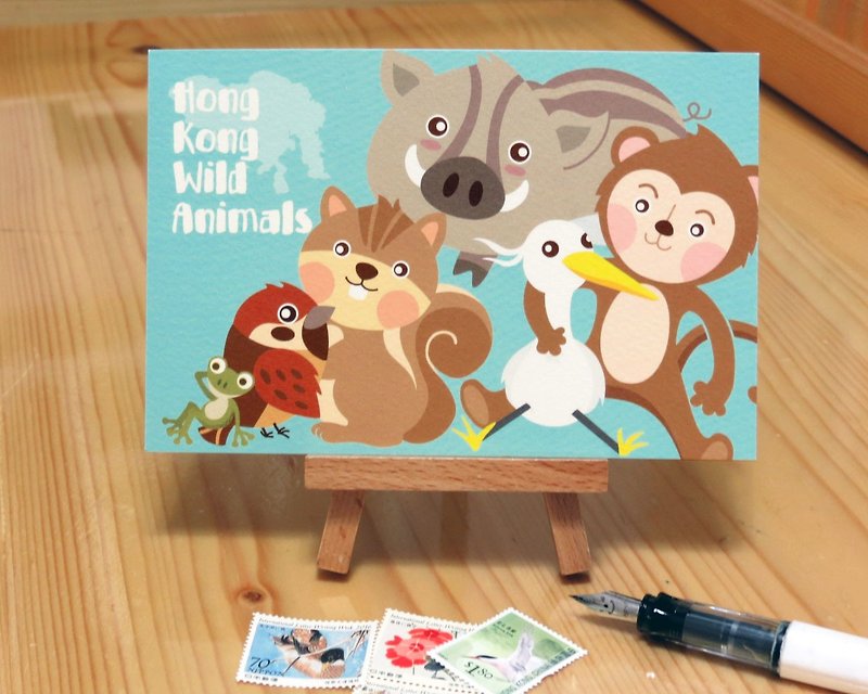 Hong Kong wild animal cartoon postcard (set of four) - การ์ด/โปสการ์ด - กระดาษ 