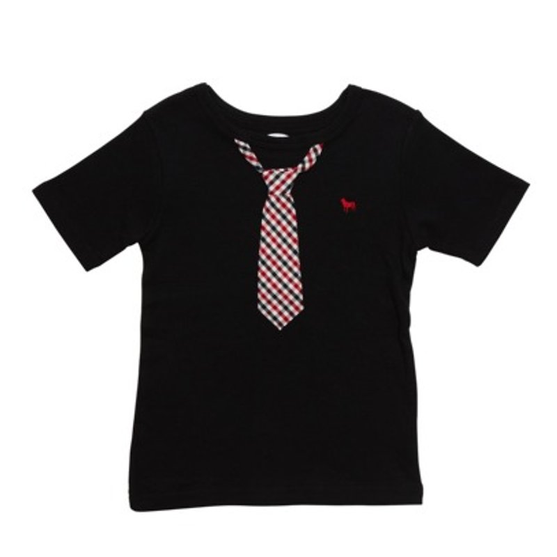 La Chamade / Gingham Tie with Black T-Shirt - Other - Cotton & Hemp Black