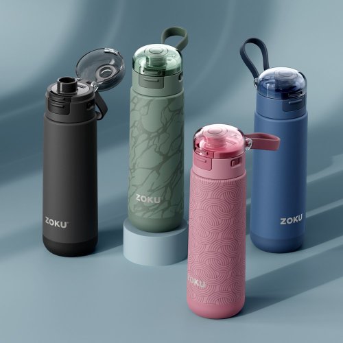 ZOKU美國創意生活食器 ZOKU彈蓋式真空不鏽鋼運動保溫瓶(500ml)