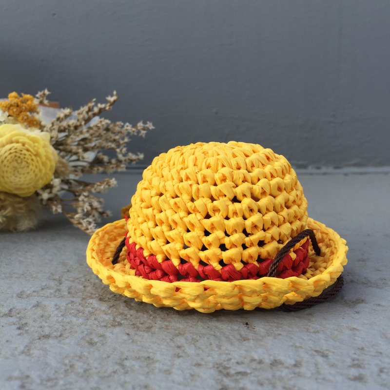 Woven Straw Hat-Luffy Style/Pet Accessories/Dogs/Cats - Clothing & Accessories - Eco-Friendly Materials Yellow