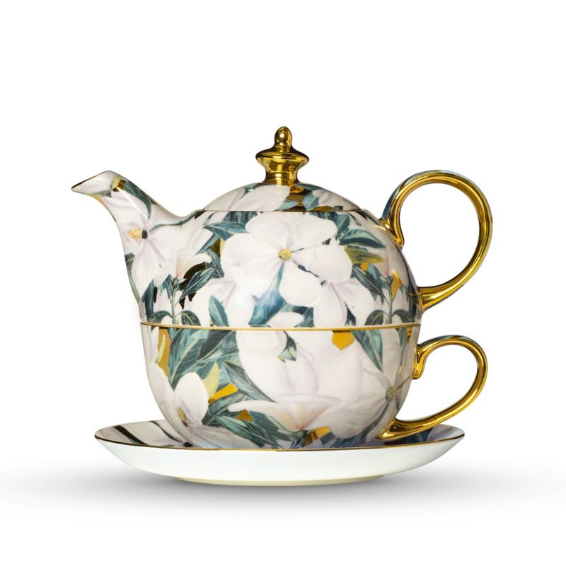 【T2 Tea】T2 Bone China Single Cup Pot Luscious Magnolia - ถ้วย - เครื่องลายคราม 