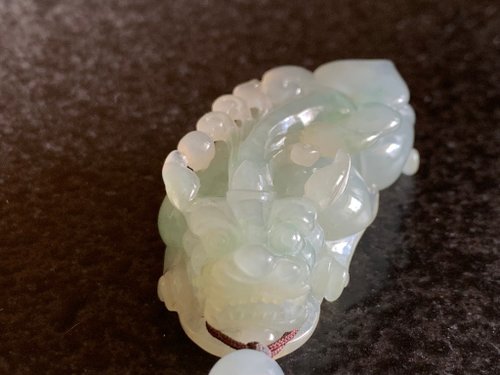 淳玉晶品坊 快速出貨免費開光 天然A貨緬甸玉糯種飄花翡翠招財貔貅項鍊