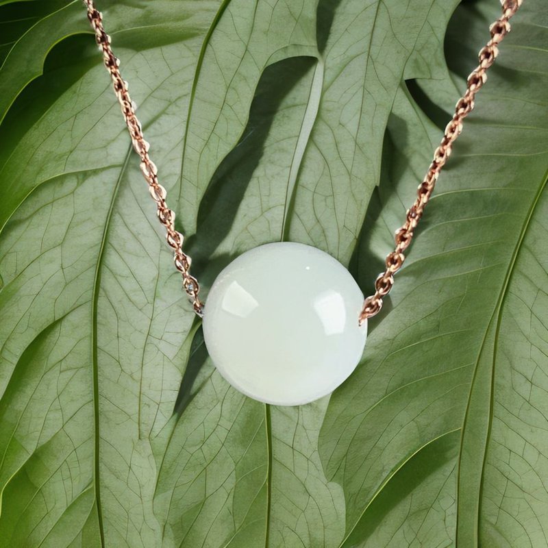 White Jadeite Ball Necklace | Natural Burmese Jade Grade A Jadeite | Gift - Necklaces - Jade White