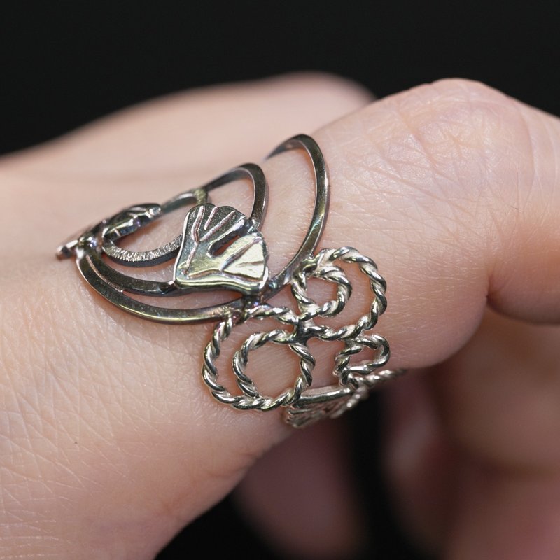 Ginkgo moss and ripples ring - General Rings - Sterling Silver 