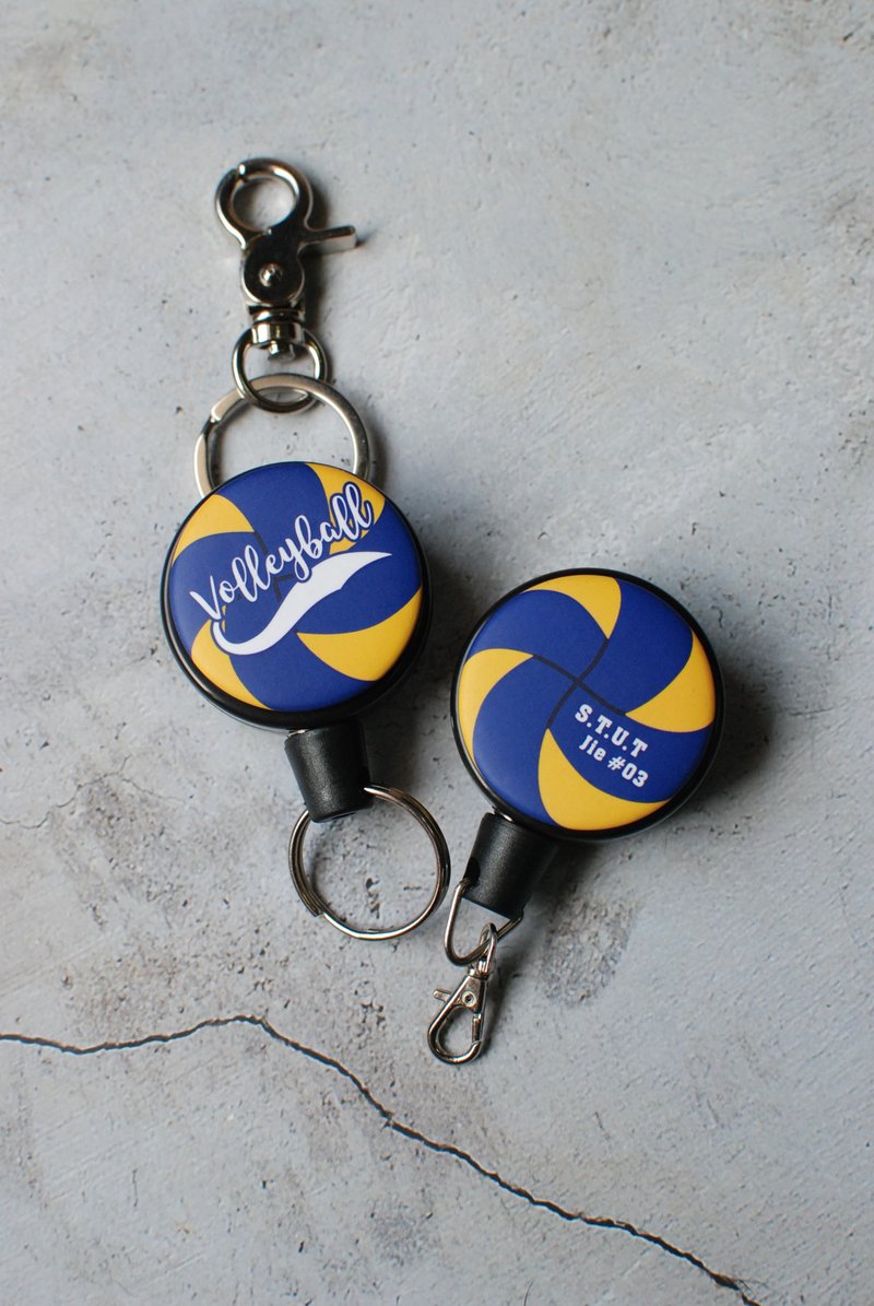 Customize your name/volleyball style/retractable key ring/retractable ID holder - Keychains - Plastic Blue