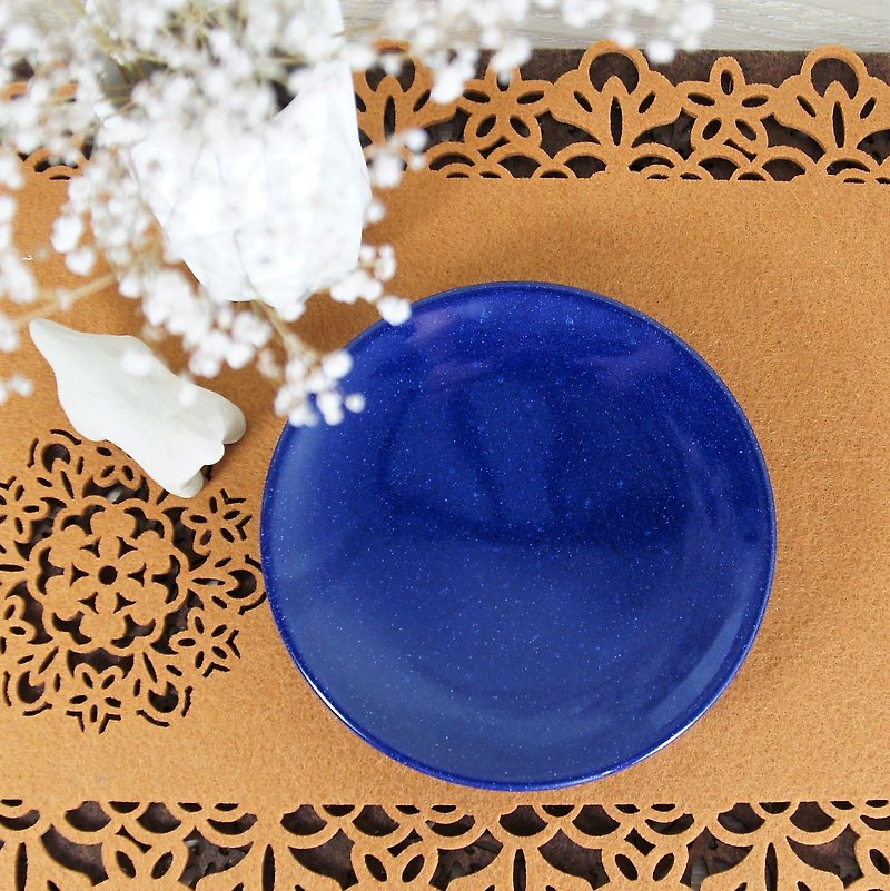 サファイアガラス陶器プレート、プレート、ディナープレート、フルーツプレート、スナックプレート - 直径約15.5 cm - 小皿 - 陶器 ブルー