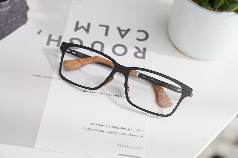 Carbon fiber brand co-branded style-square - Glasses & Frames - Bamboo Black