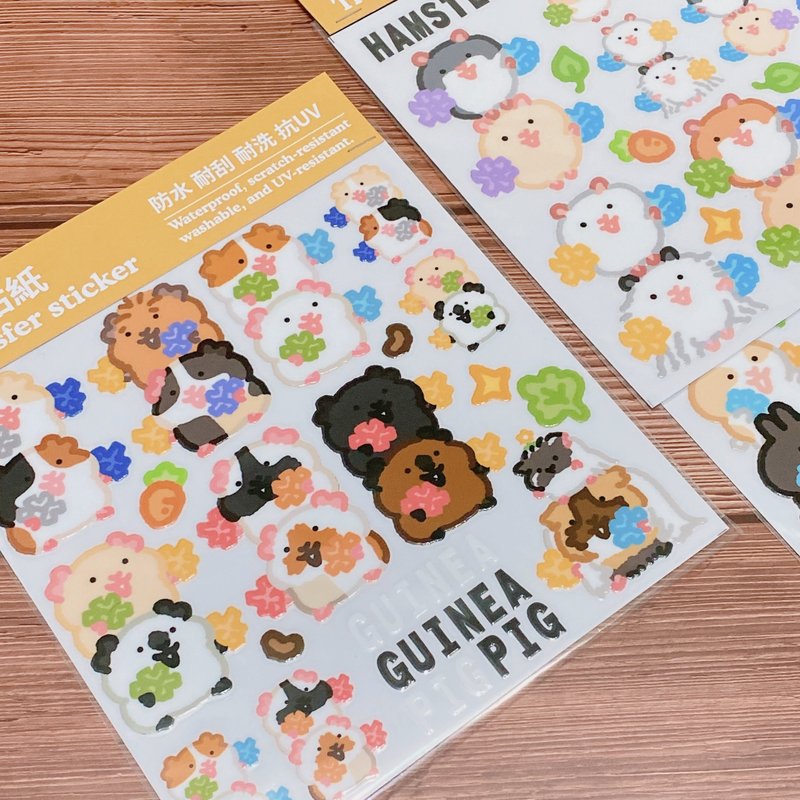 水晶轉印貼紙 天竺鼠 倉鼠 兔兔 海洋生物 - 貼紙 - 紙 