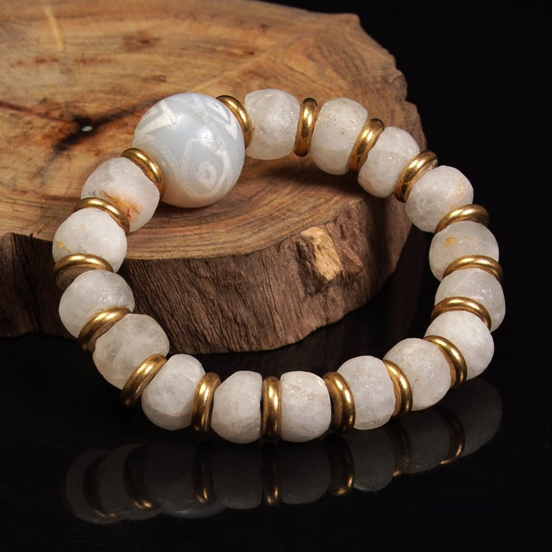 西亞金剛6眼.西非石英古珠手鍊(長度18.5公分) - 手鍊/手環 - 其他材質 