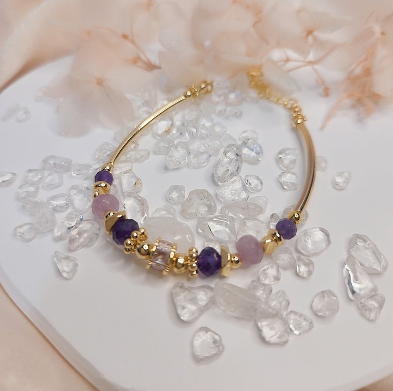 Wisteria ingot-Uruguayan amethyst [healing Stone] semi- Gemstone bracelet│Libra lucky crystal - Bracelets - Semi-Precious Stones Purple