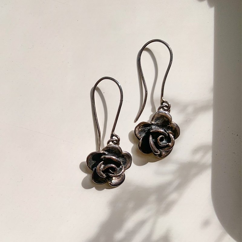 HH-JEWELRY Handmade Jewelry 925 Sterling Silver Rose Earrings - ต่างหู - เงินแท้ 