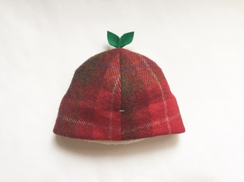 Only 45 cm that's bigger and bigger Leaf cap Wool red check - Baby Hats & Headbands - Wool Red
