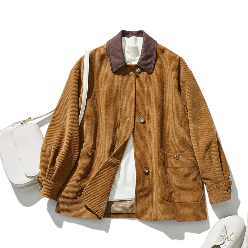 幅広いシーズン活躍すること間違えなしのコーディロイジャケット　アウター　裏地付き　240910-1 - ジャケット - コットン・麻 