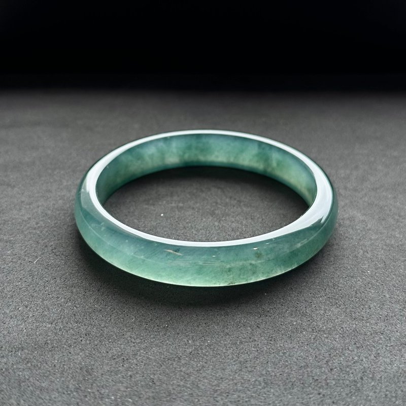 Natural A-grade jadeite high-ice seeded shiny melon material/hazardous material/powerful material blue water jade bracelet with full circle 58 - สร้อยข้อมือ - หยก สีเขียว