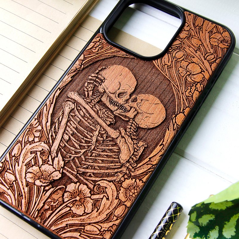Love After Death -  Phone case wood laser engraved - 手機殼/手機套 - 木頭 咖啡色