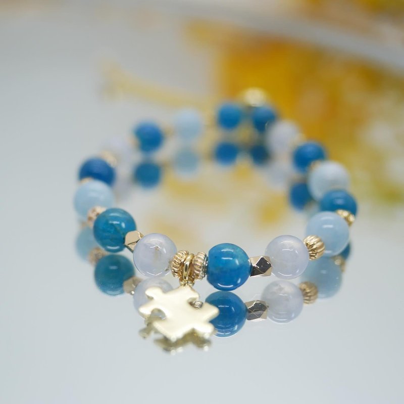 Ocean Puzzle Energy Gemstone Bracelet Enhances Confidence and Soothes Emotions - Bracelets - Crystal Blue