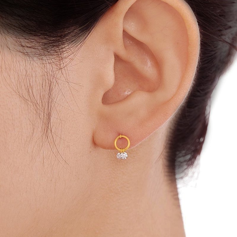 Drilled Diamond Earring In 9K Solid Gold - Earrings & Clip-ons - Gemstone Gold