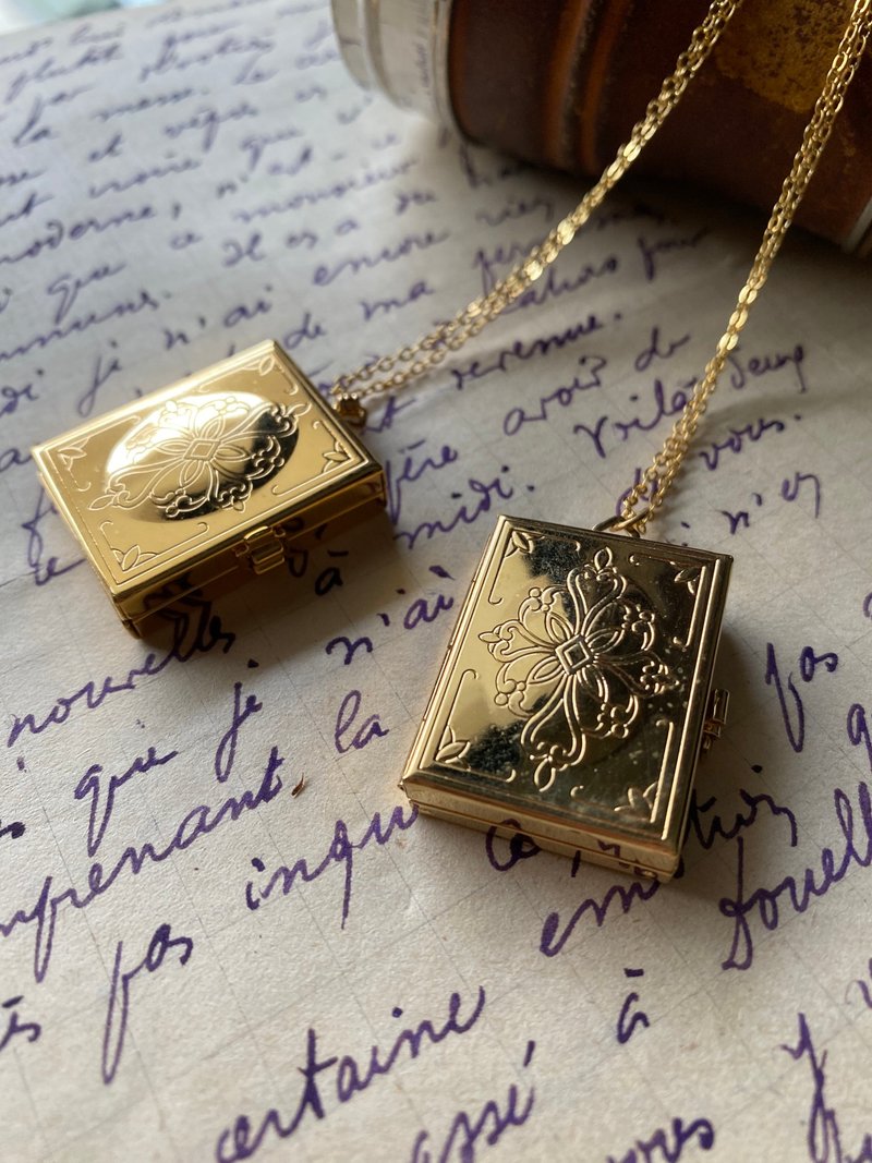 Antique Gold Engraved Album Necklace - Necklaces - Other Metals Gold