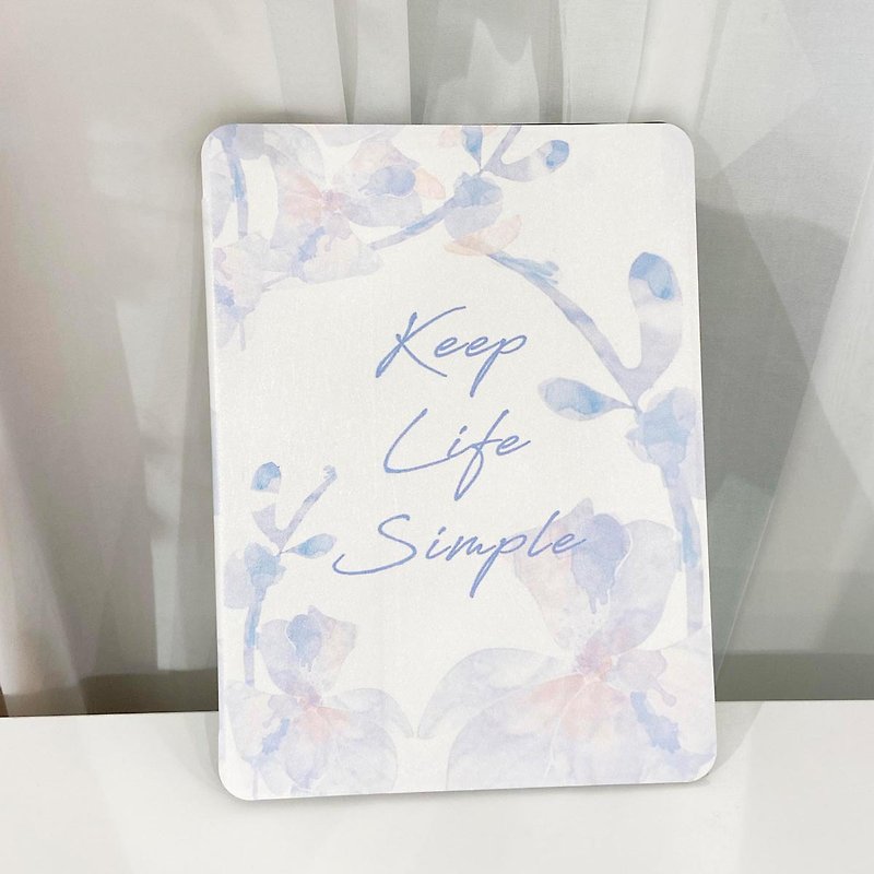 【KEEP LIFE SIMPLE Ice Blue Watercolor Flower】 IPAD Case with Pen Badge