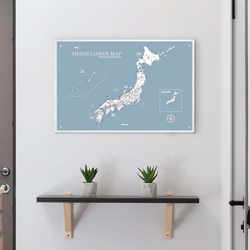 Umade 日本地圖-訂製磁吸系列海報-月白灰(客製化禮物)-IKEA留言板款