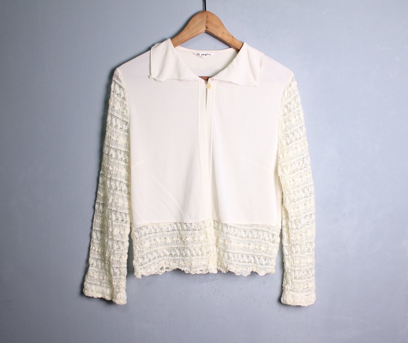 FOAK vintage beige lace crochet coat - เสื้อแจ็คเก็ต - วัสดุอื่นๆ 