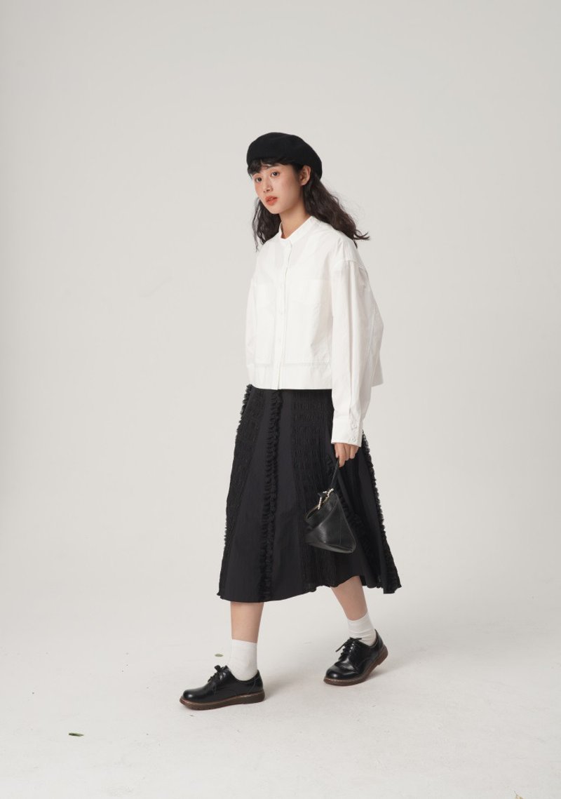 odd maker 黑色半身裙女a字夏季新款韓版肌理感小眾顯瘦遮胯長裙 - 裙子/長裙 - 棉．麻 