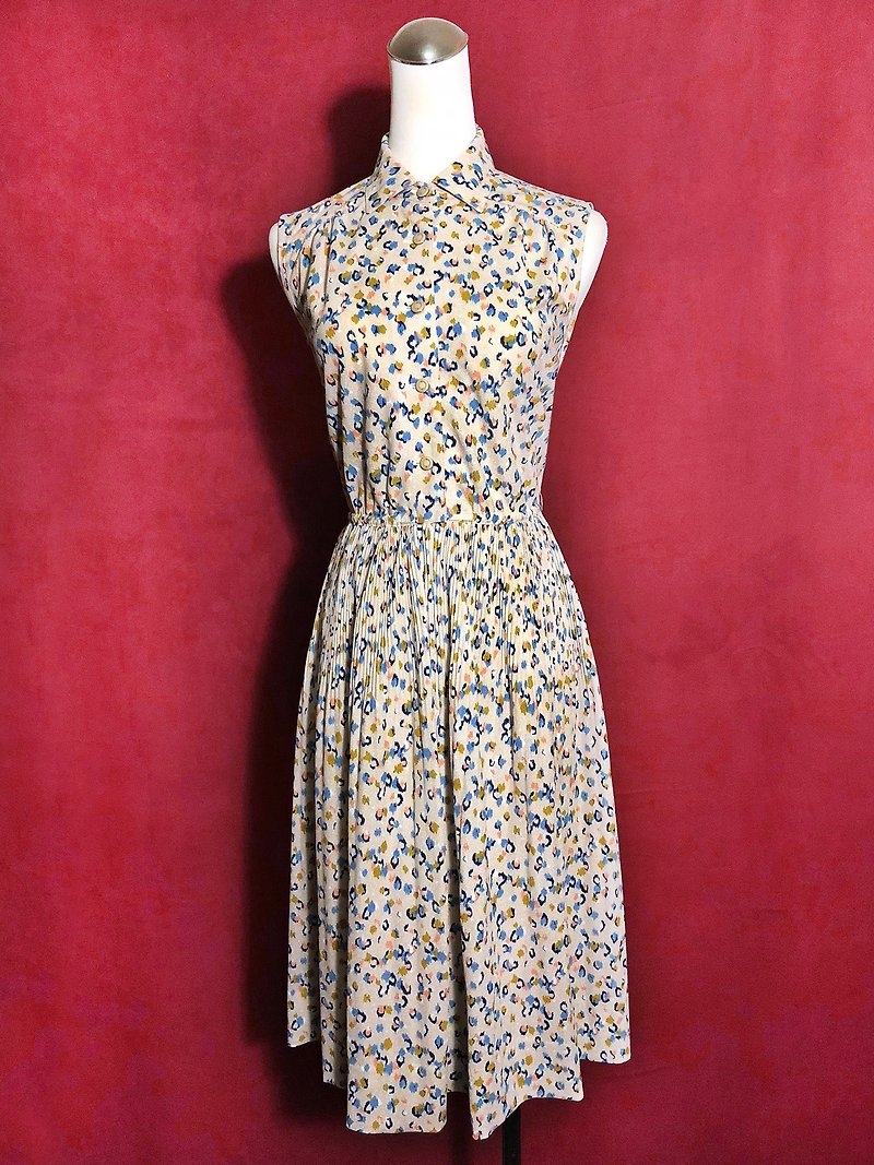 Leopard sleeveless vintage dress / brought back to VINTAGE abroad - ชุดเดรส - เส้นใยสังเคราะห์ หลากหลายสี