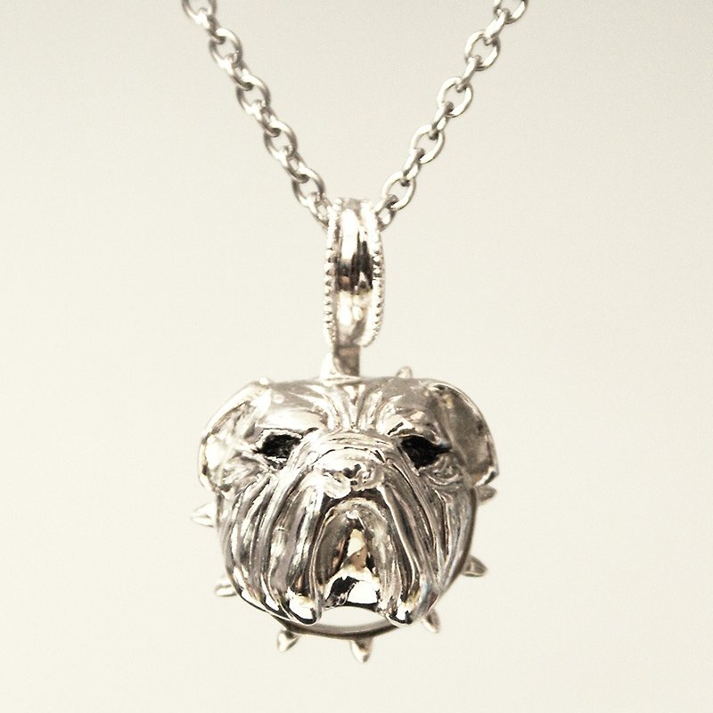 A charming bulldog Silver pendant [Free shipping] A bulldog necklace that looks unfriendly and is actually full of cuteness - สร้อยคอ - เงินแท้ สีเงิน