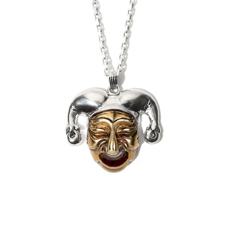 Korea traditional Mask Pierrot Hahoe Tal Silver necklace / Tal - 2 - สร้อยคอ - โลหะ สีเงิน