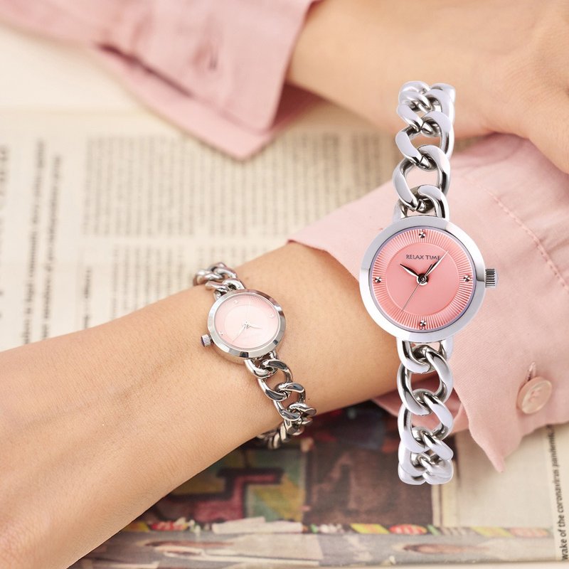 RELAX TIME Bracelet Style Women's Watch Powder (RT-109-1-01) - นาฬิกาผู้หญิง - สแตนเลส สึชมพู