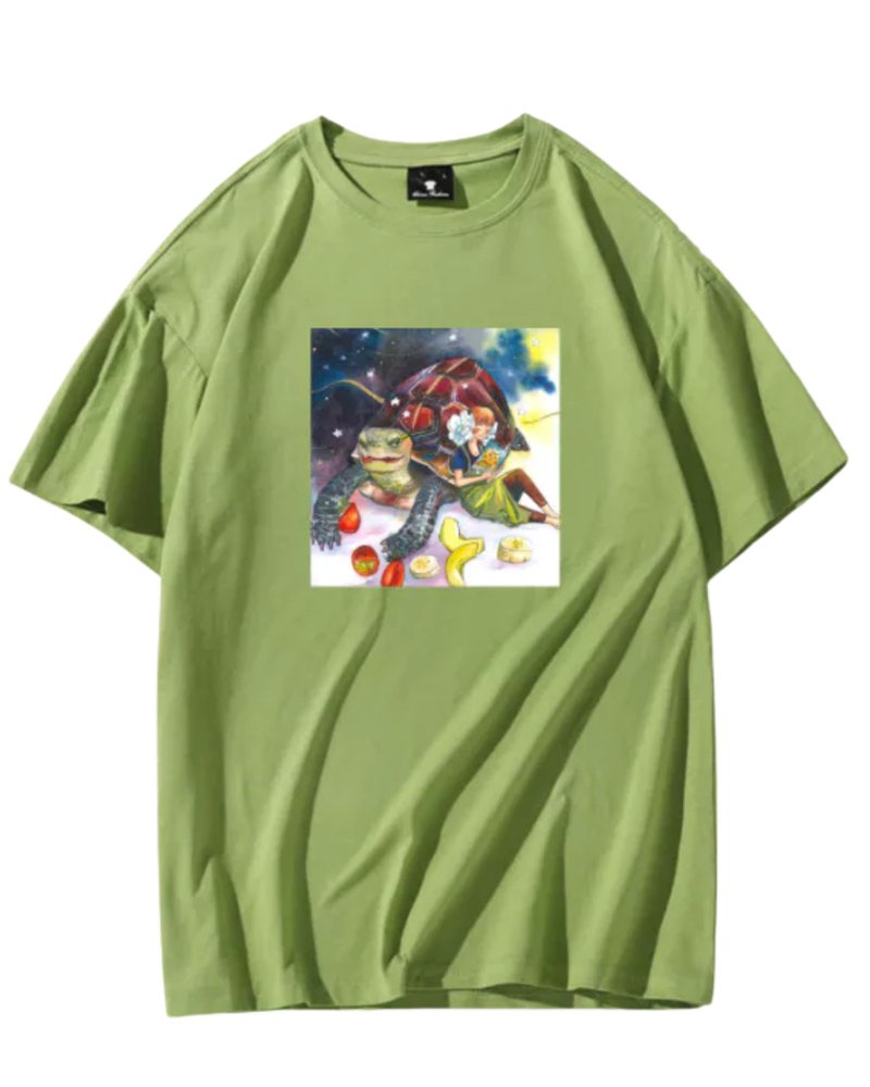 【夏之水夢特典-輕盈純棉T-shirt】琉璃星夜下的閱讀-芽綠 - 其他 - 棉．麻 