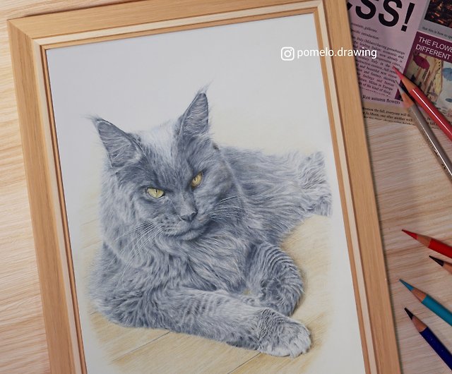 客製寵物畫A4尺寸可附框精細色鉛筆- 設計館佑子畫一畫|手繪客製|寵物 
