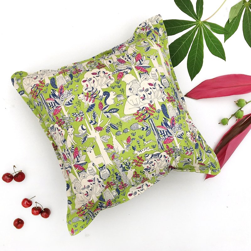Tea Scented Pillow-Jungle Animals//Bright Green// - Pillows & Cushions - Cotton & Hemp 