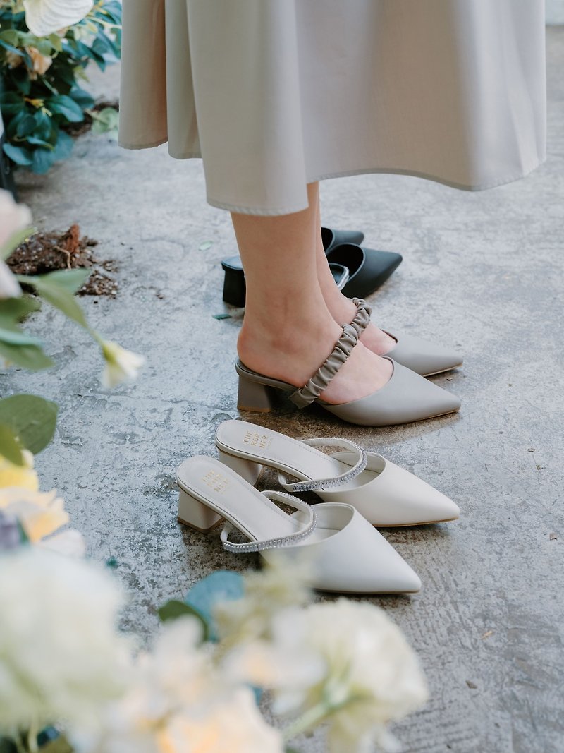 香港品牌 Klitter Slippers 搭帶拖鞋 白色 - 涼鞋 - 真皮 白色