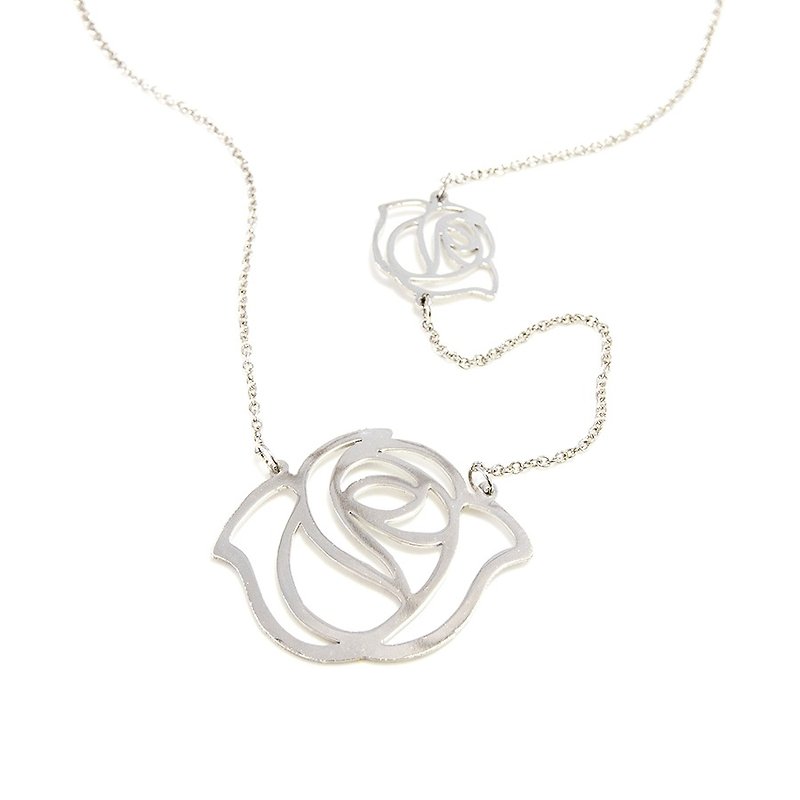 2 Steps rose necklace - 項鍊 - 銅/黃銅 銀色