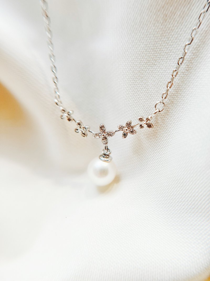 925 Sterling Silver Freshwater Pearl Necklace - ต่างหู - เครื่องประดับ 