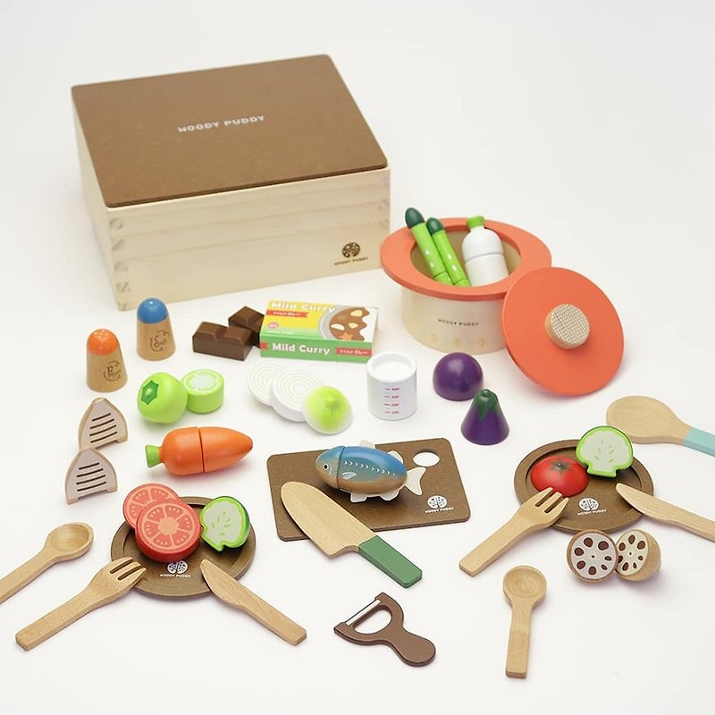 【WOODY PUDDY】赤ちゃんの完全シチューミール - 日本の木製ハウスワインおもちゃ - 知育玩具・ぬいぐるみ - 木製 多色
